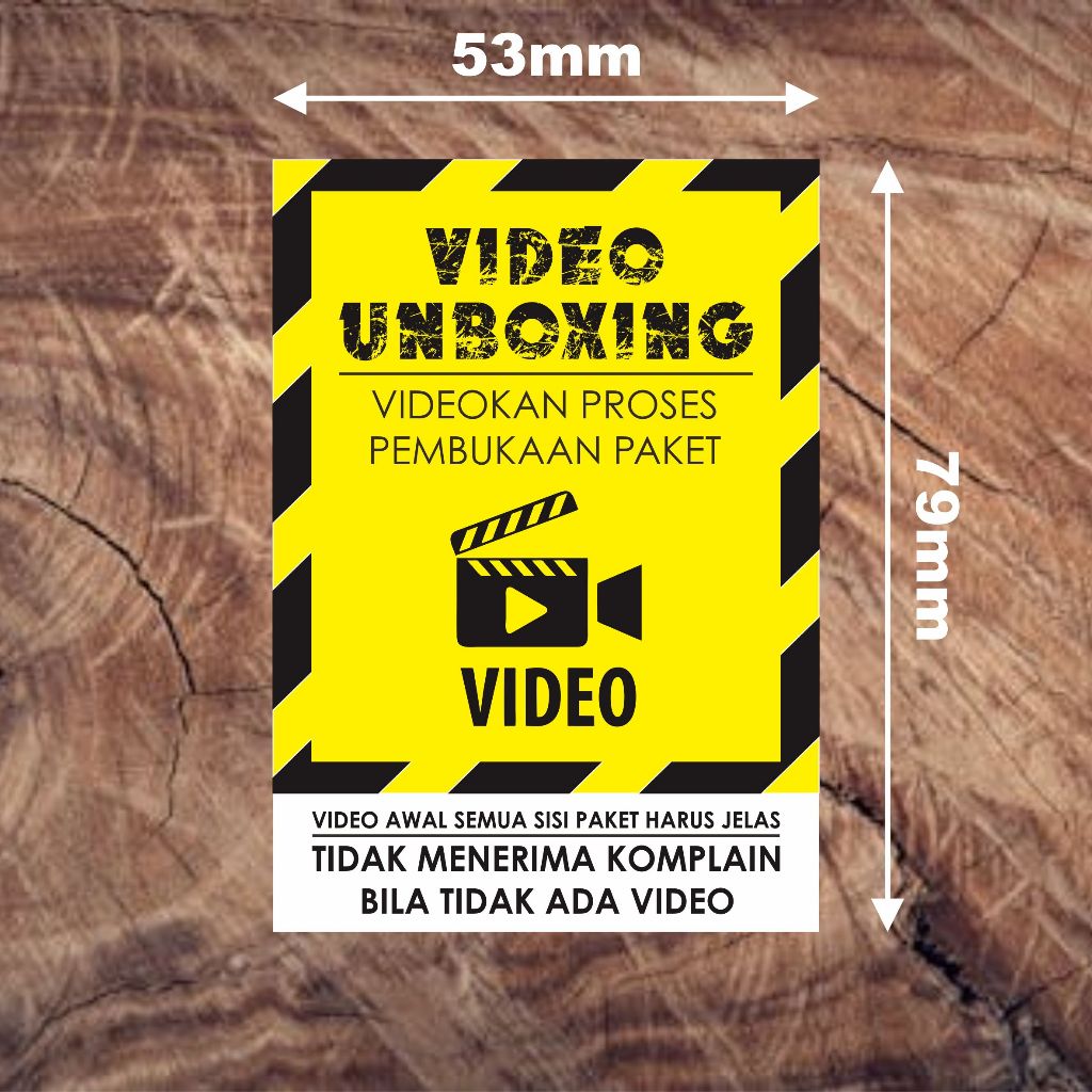 

(ISI 36) Stiker Label Wajib Video Unboxing Ukuran 53x79mm