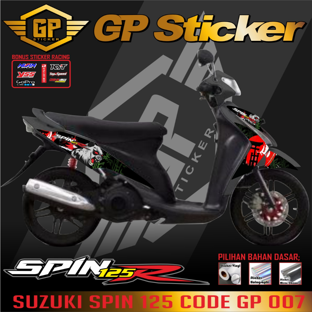 SPIN 125R STIKER STRIPING PREMIUM KEREN LIS VARIASI STIKERMOTOR SUZUKI RACING ANTI PUDAR CODE GP 007