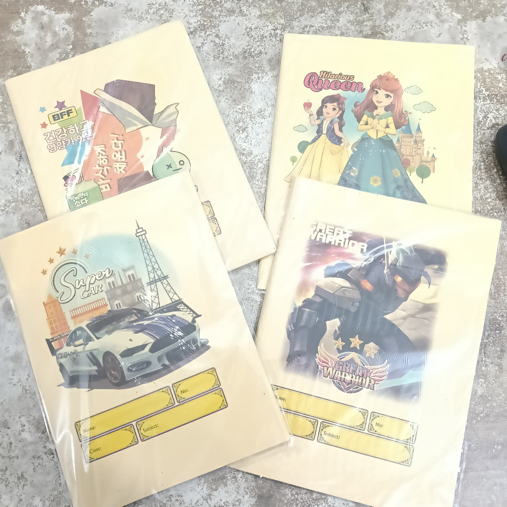 

SAMPUL BUKU TULIS 38 58 COKLAT FANCY KARAKTER MOBIL DAN SUPER HERO KWARTO ISI 20 LEMBAR