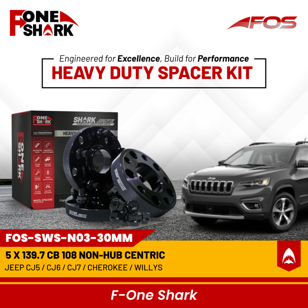 F-One Shark FOS Heavy Duty Wheel Spacer Adaptor Roda Velg JEEP CJ5 / CJ6 / CJ7 / CHEROKEE / WILLYS F
