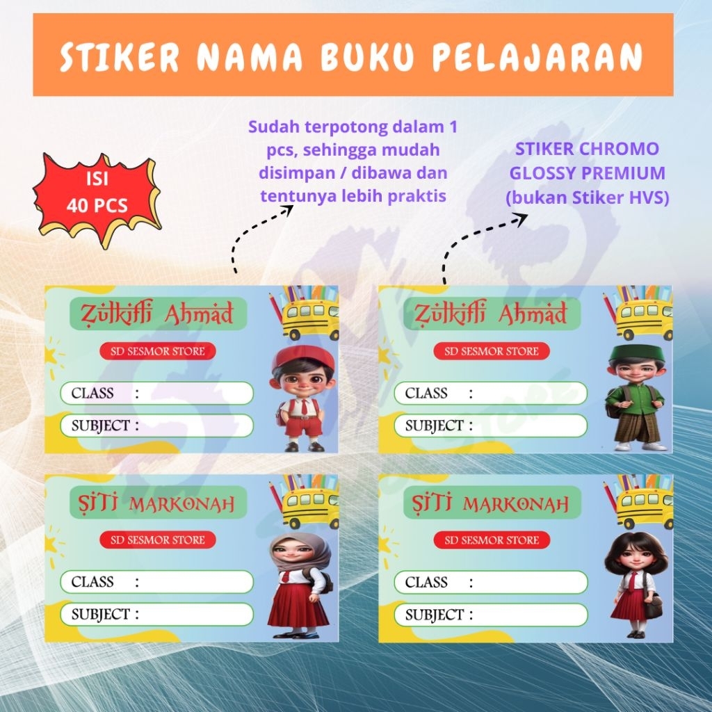 

Stiker Label Buku Pelajaran Custom Nama & Sekolah
