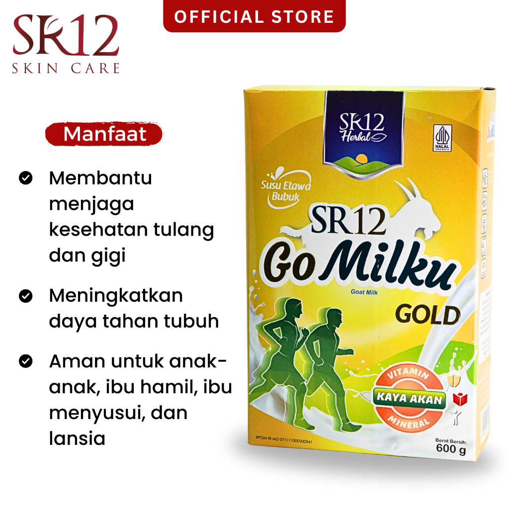 

SR12 Gomilku Gold Original BPOM Halal Susu Kambing Etawa Bubuk Rendah Lemak Tinggi Kalsium Bebas Gula Aman Untuk Anak & Dewasa