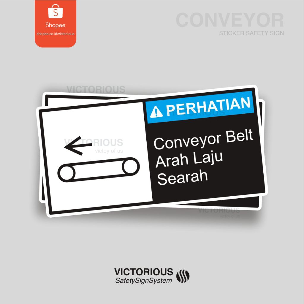 

Sticker Safety Sign K3 Perhatian Conveyor Belt Arah Laju Searah
