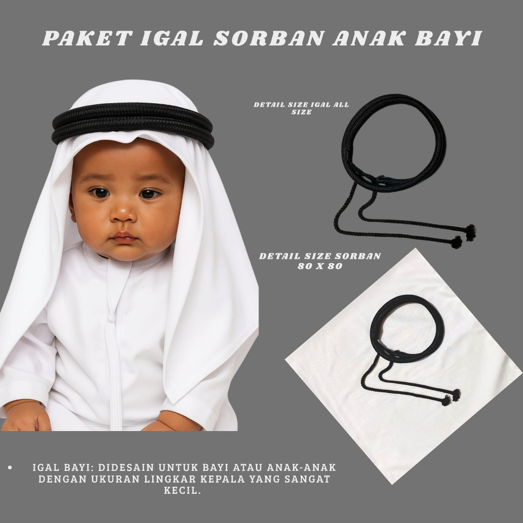 Paket Igal Sorban Anak Bayi Tk-Sd/Igal Bayi/Igal Sorban Arab/Igal Ikat Kepala Bayi