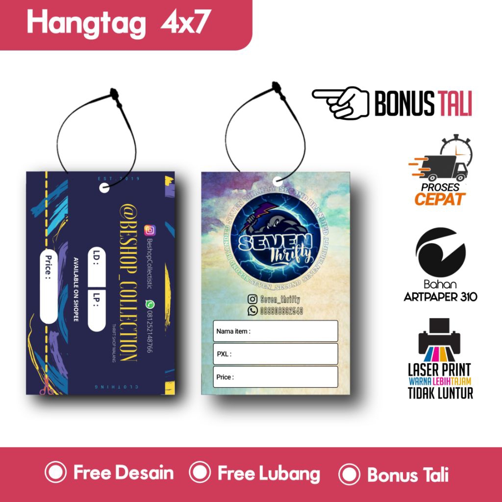 

Hang Tag Baju (FREE DESIGN) - Label Baju - Cetak Hangtag Baju - Label - Hangtag 4x7