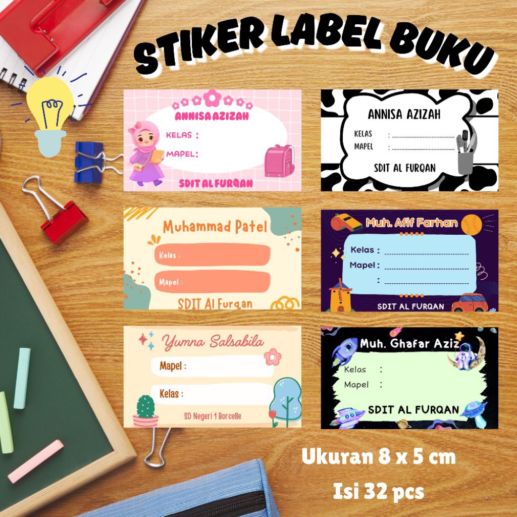 

32 PCS STIKER BUKU MATA PELAJARAN CUSTOM NAMA/STIKER NAMA BUKU/STIKER MAPEL PAKAI NAMA PART 02