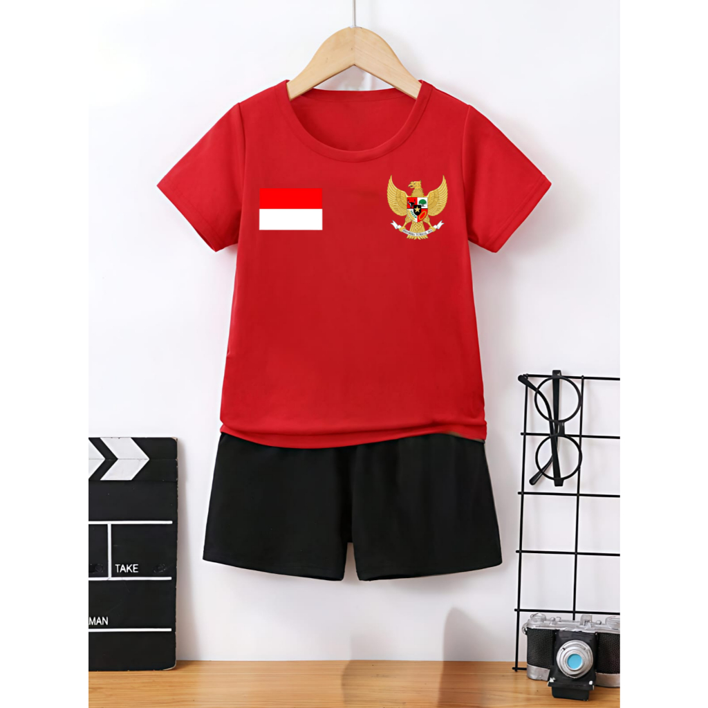 Setelan Kaos Anak Dan Celana Anak Motif GARUDA/Kaos Anak Perempuan/Kaos Anak Laki-Laki/Kaos Anak