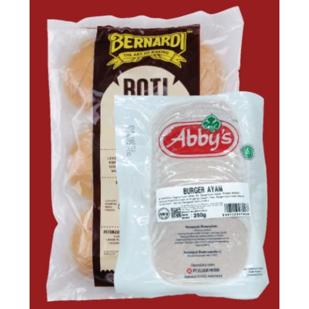 

Paket Roti Burger Bun Polos + Burger Abbys Sapi/Ayam