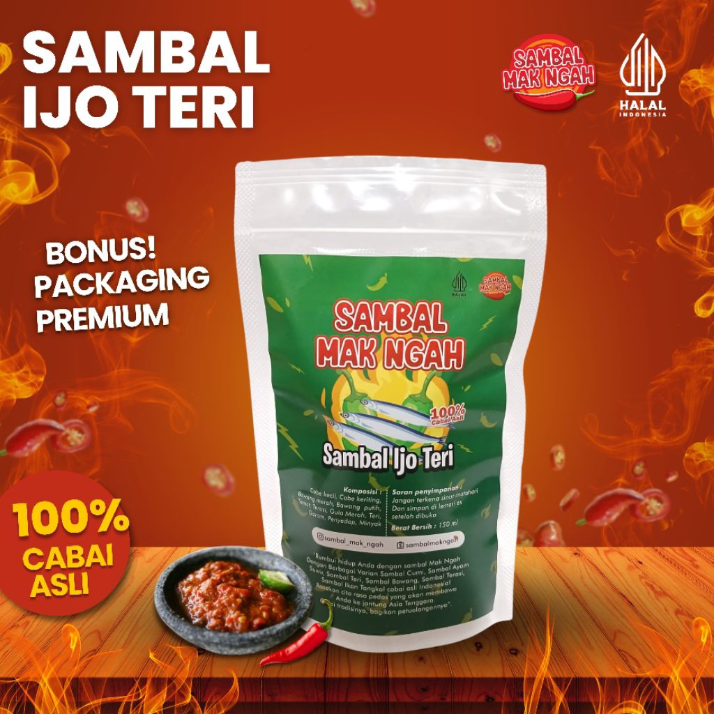 

Sambal Mak Ngah | Sambal ijo Teri | Berat 150 ml