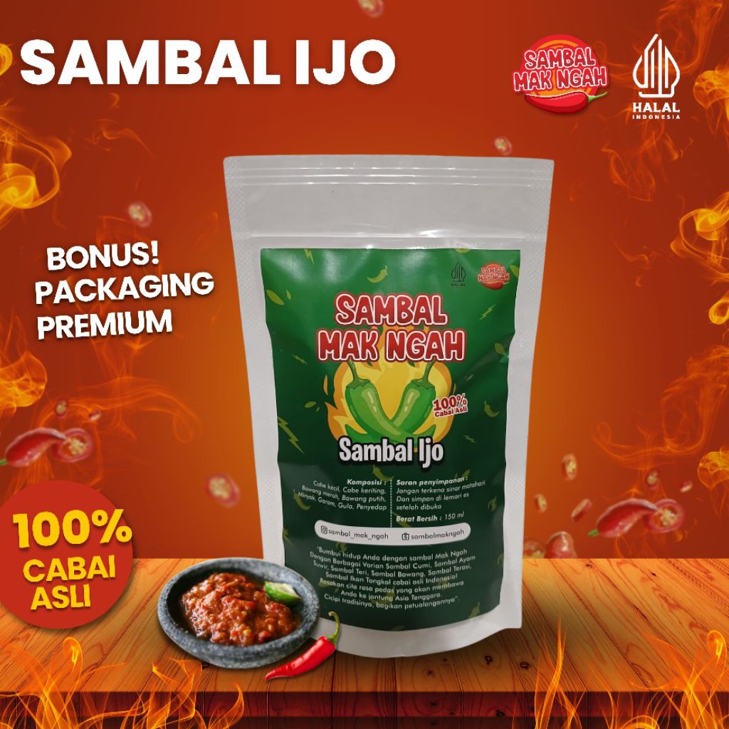 

Sambal Mak Ngah | Sambal ijo original | Berat 150 ml