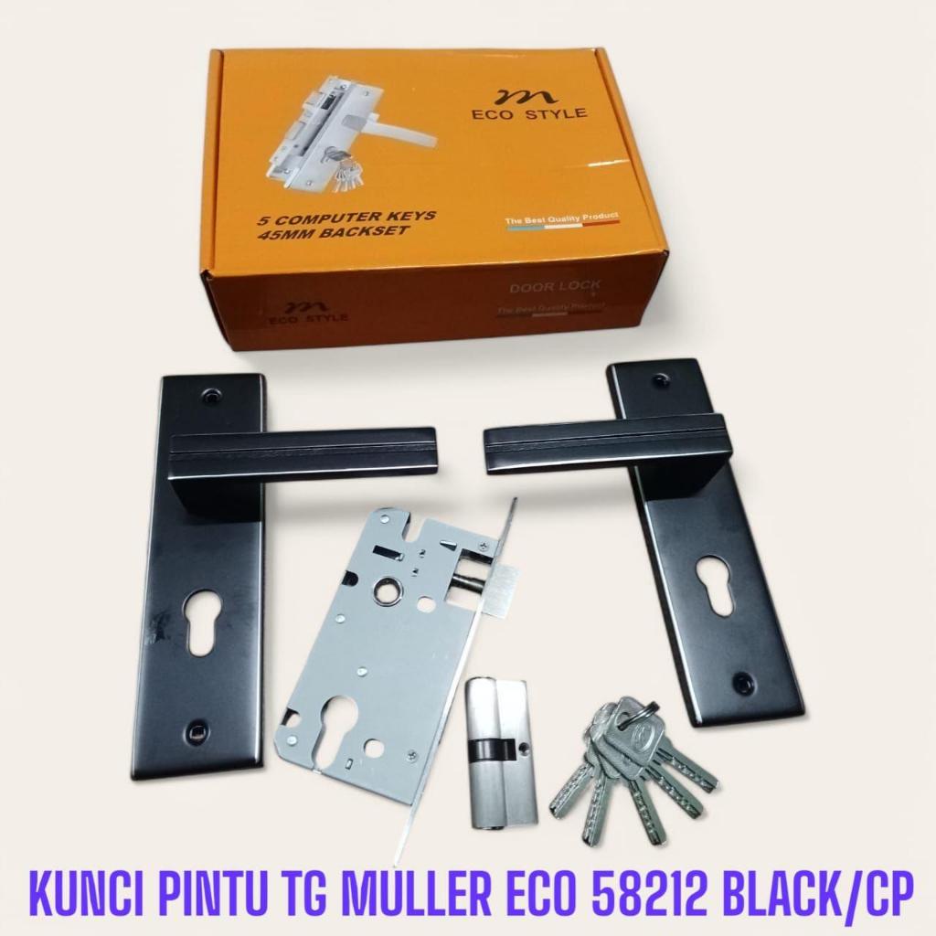 Handle Set Kunci Pintu Tanggung Muller Black 20 cm Kunci Pintu Hitam