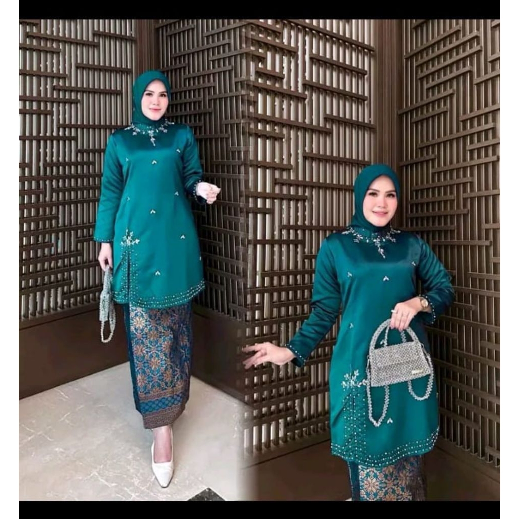 Kebaya Tunik Belah Samping Payet Rok Songket Kekinia Kebaya Seragaman Kebaya Melayu Kebaya Keluarga