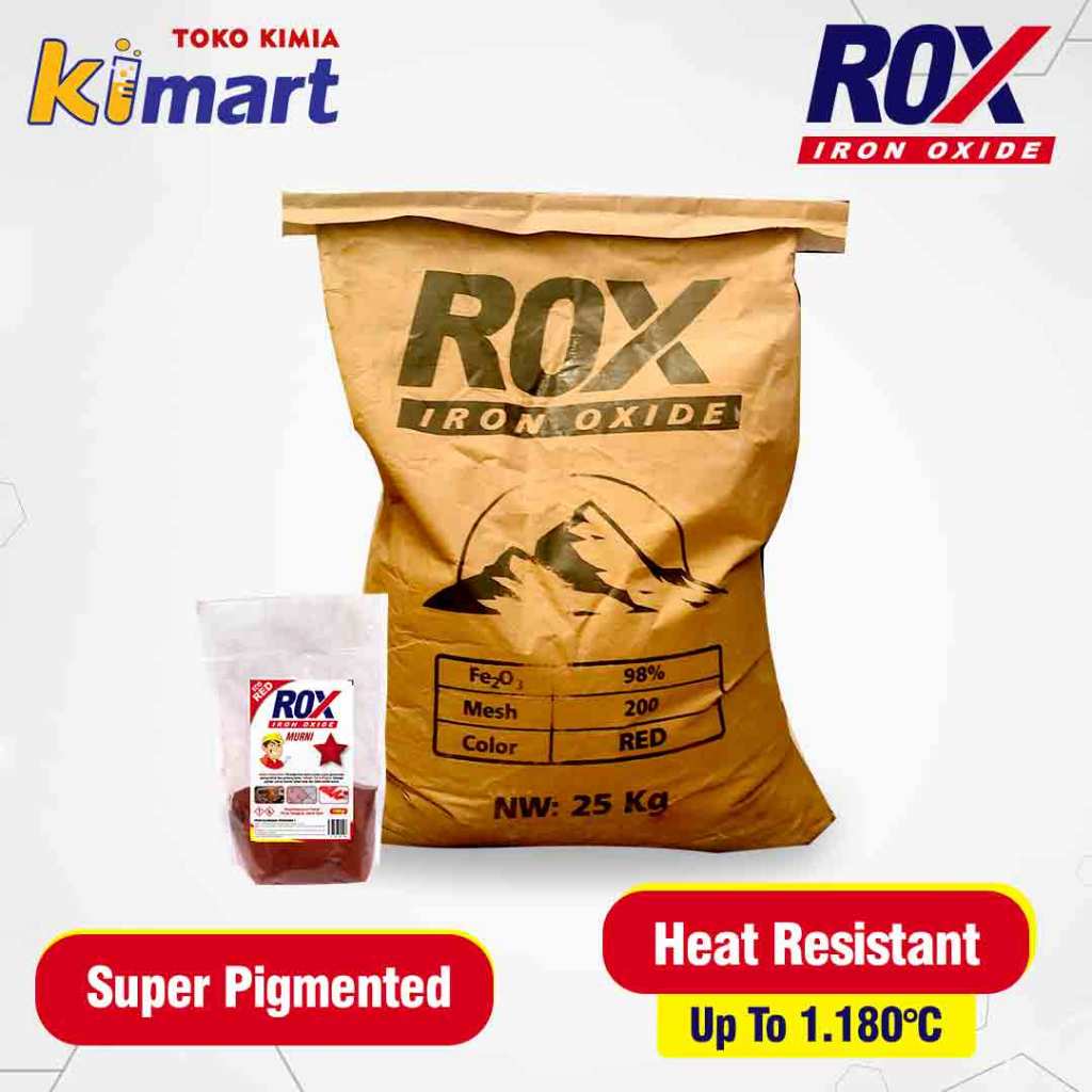 ROX Iron Oxide mesh 200 Red Grade A 25 kg Pewarna Iron Oxide Powder  pigment pewarna bata  paving Ke