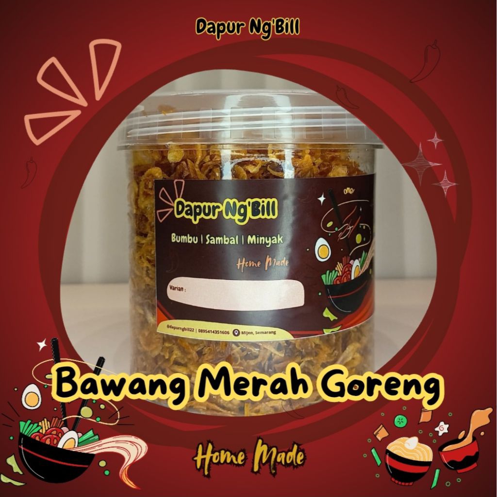

Bawang Merah Goreng Premium 100% Dari Bawang Merah Kupas Bersih + Digoreng dengan Minyak Sunco (Tanpa Tepung) Home Made By Dapur Ng'Bill