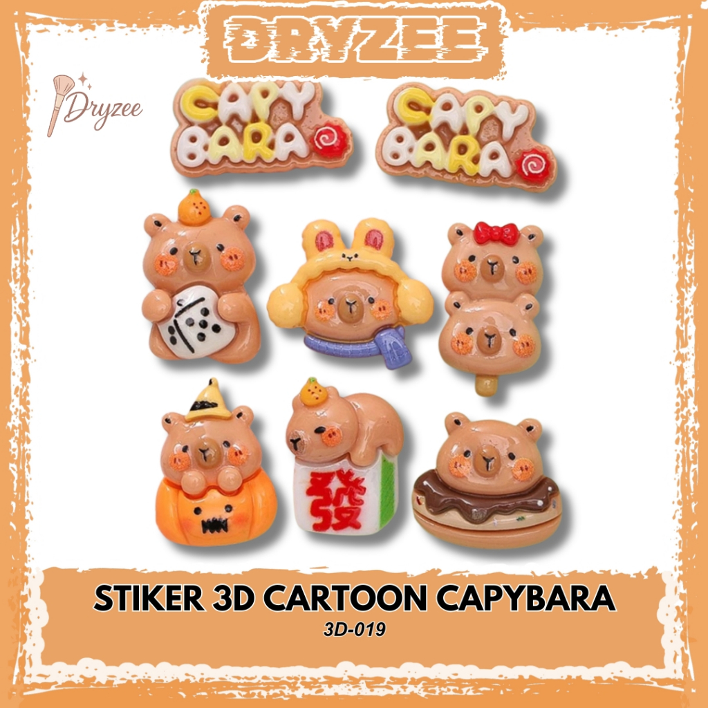 

Stiker 3D Buat DIY Dekor Botol Gantungan Kunci Dompet Sandal Lucu Karakter Capybara Mainan 3D-019