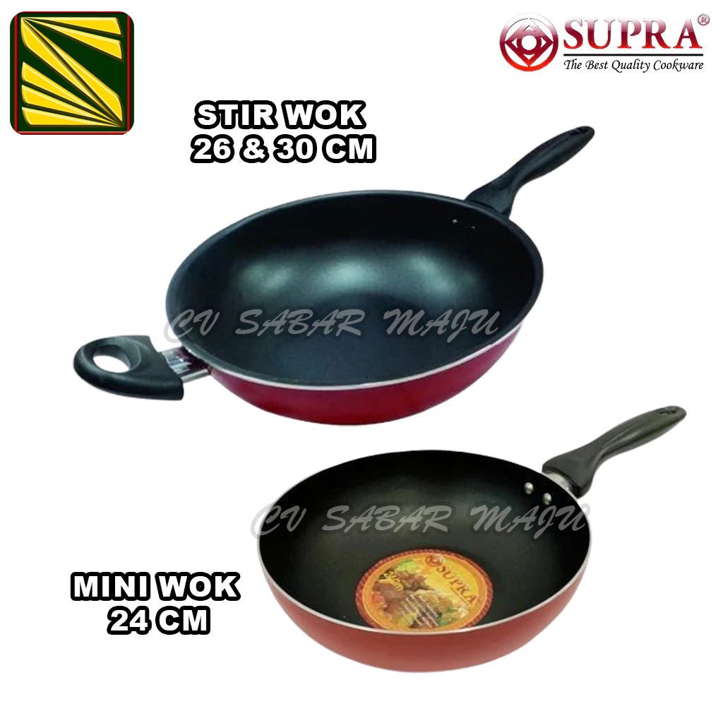 Supra Mini Wok 24 cm, Wajan Teflon Stir Wok Supra Rosemary 26 cm & 30 cm