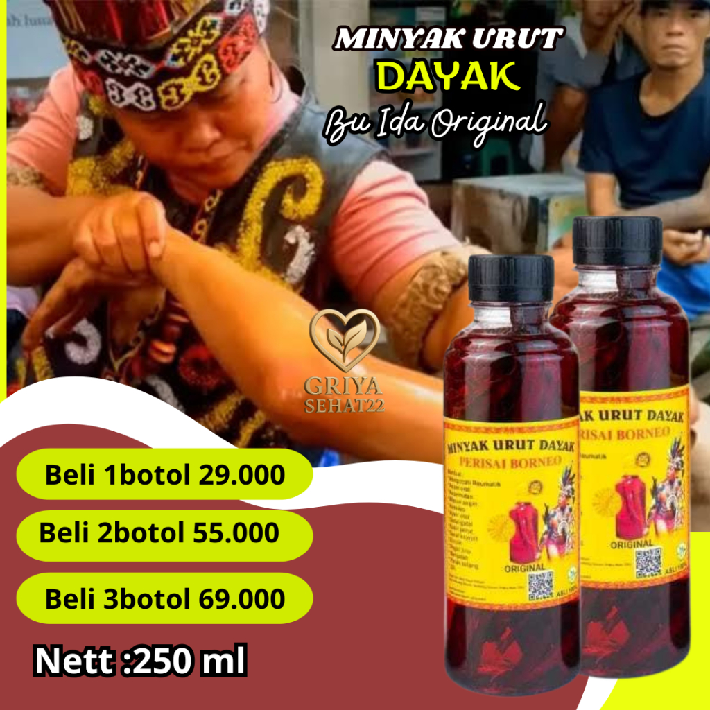 {2Botol} MINYAK DAYAK IBU IDA KALIMANTAN MINYAK URUT IBU IDA DAYAK AMPUH ASLI RAMUAN PEDALAMAN KALIM