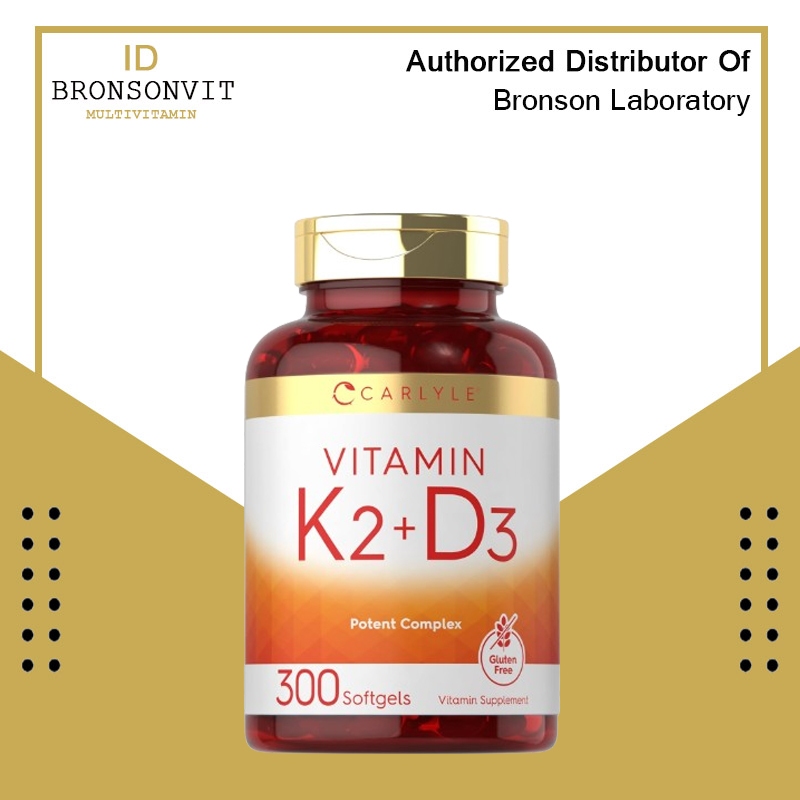 Carlyle Vitamin K2 + D3 Supplement - 300 Softgels - 200mcg K2 MK7 & 10,000 IU D3 - Non-GMO, Gluten F