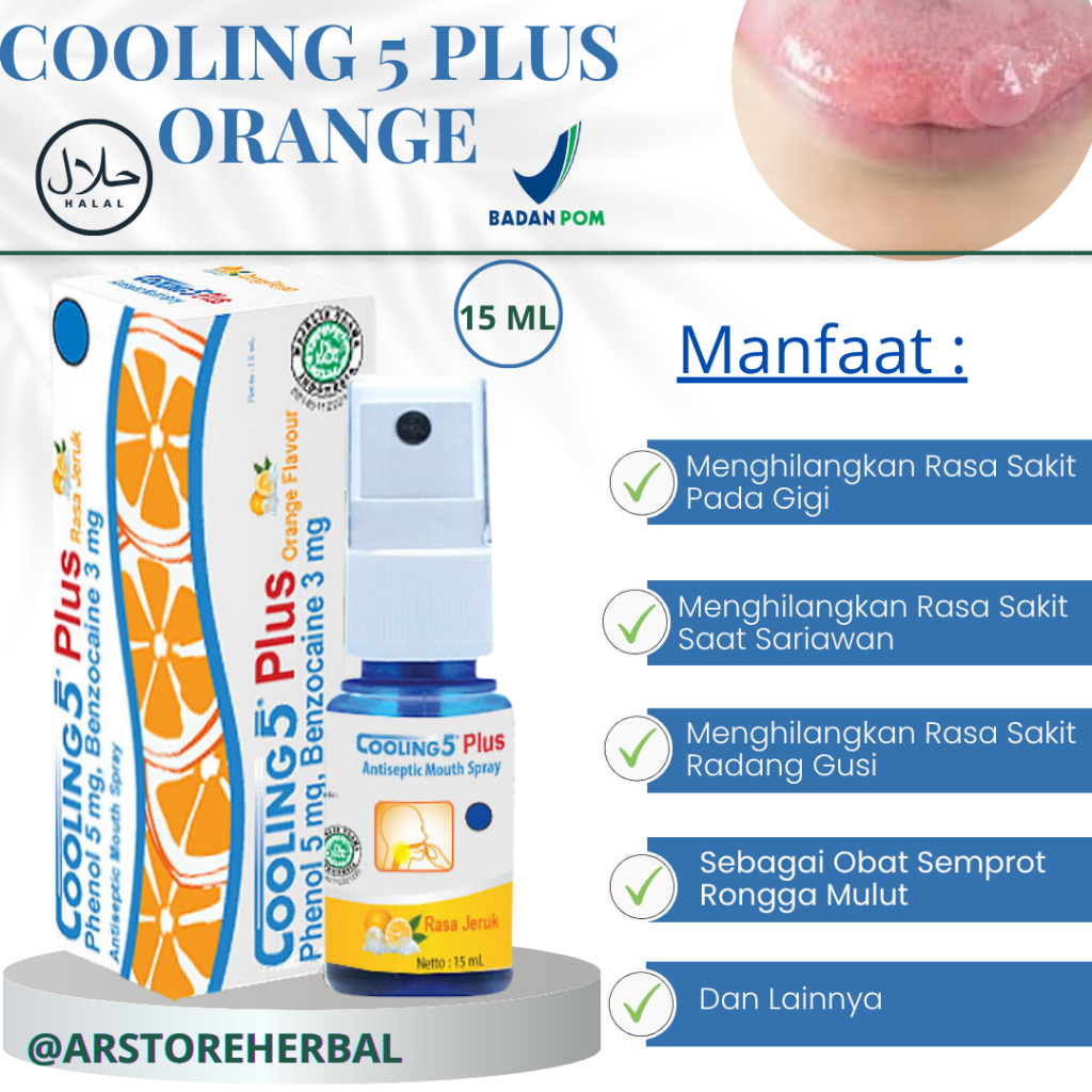 Obat Sariawan Sariawan Bibir Radang Sariawan Mulut Radang Gusi Sakit Tenggorokan Cooling5 Plus Asli 