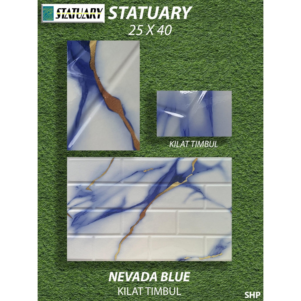 Keramik Dinding Kamar Mandi 25X40 Statuary Nevada Blue Kilat Timbul KW1 Pekanbaru Riau, Motif 3D Bat