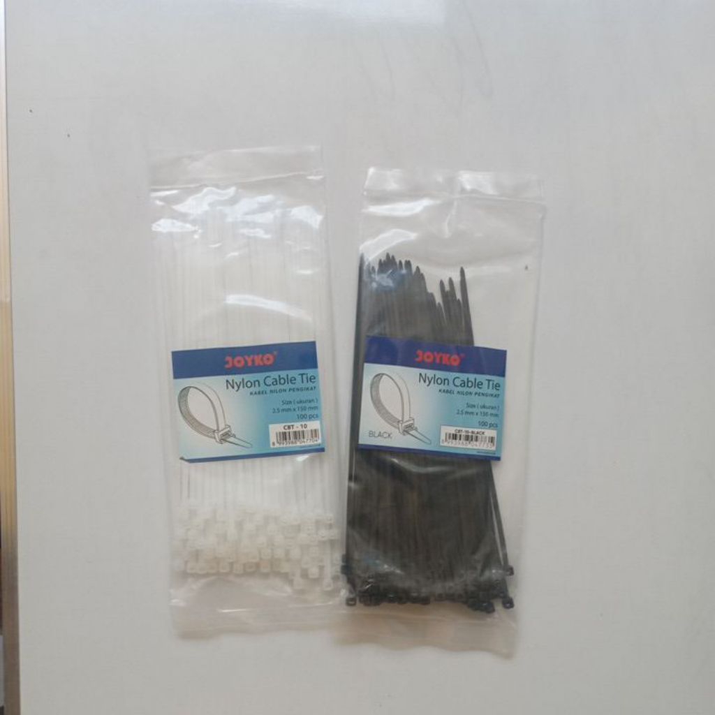 

Kabel tie nylon cable tie 2.5mm x 150mm putih/hitam isi 100 pcs