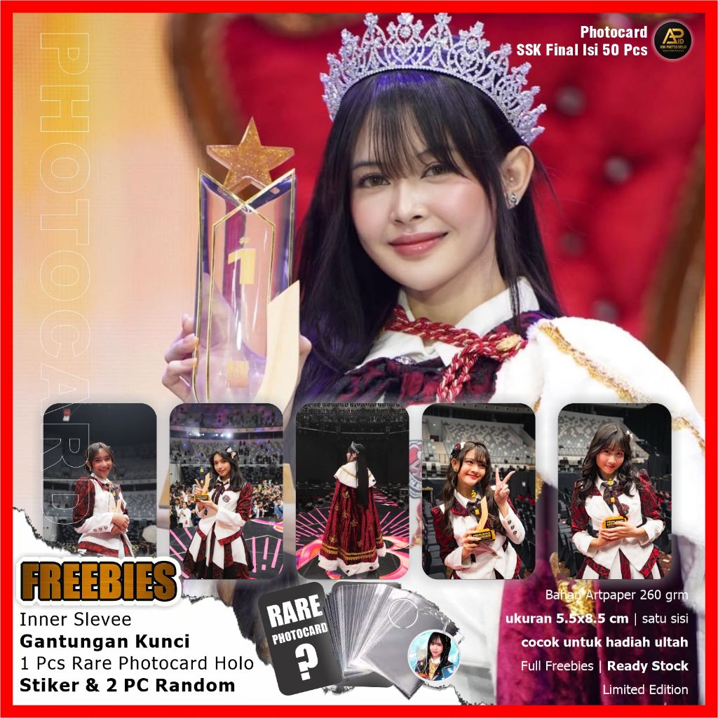 Photocard JKT48 Edisi SSK Final (Pegang Piala) isi 50 Pcs Fanmade | Bonus Ganci, Rare Card, 2 PC ran