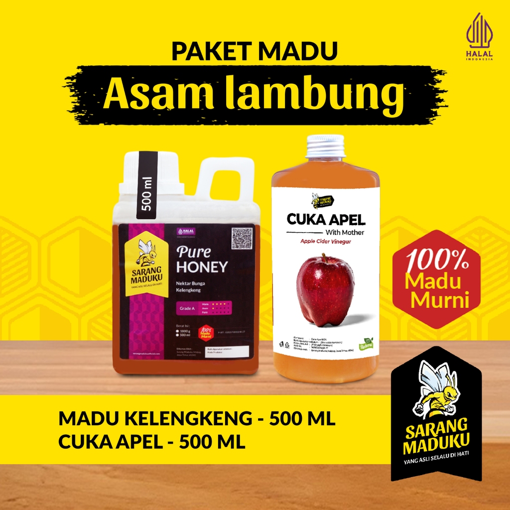 

Sarang Maduku Paket Asam Lambung 2 in 1 Madu Kelengkeng Cuka Apel