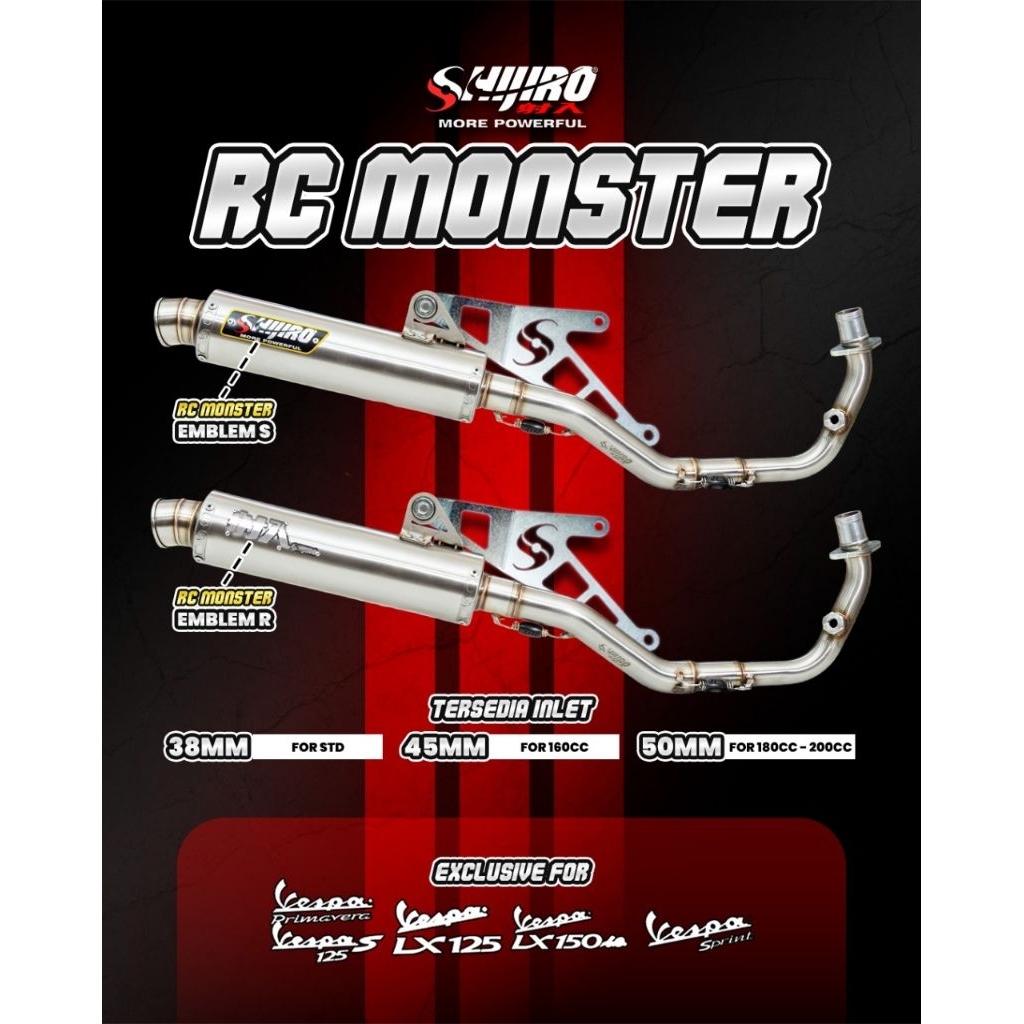 Knalpot Shijiro racing type RC Monster Vespa Primavera Vespa s 125  Vespa Lx 125  Vespa sprint