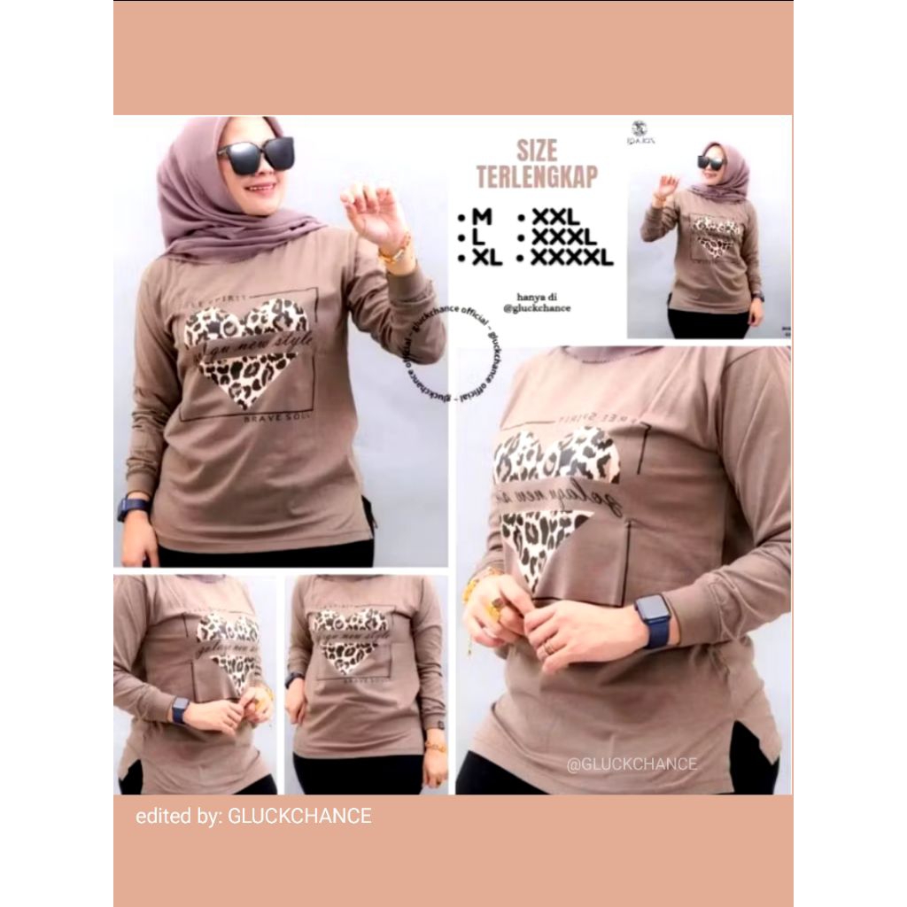 KAOS WANITA ZOLAQU ORIGINAL TERBARU LENGAN PANJANG JUMBO OVERSIZE T-SHIRT COKLAT YHONE 2025 OFFICIAL