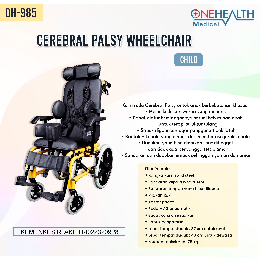 GEA FS 958 dan 985LBJ CEREBRAL PALSY WHEELCHAIR / KURSI RODA REHABILITASI FS958 / ONEHEALTH OH-985 C