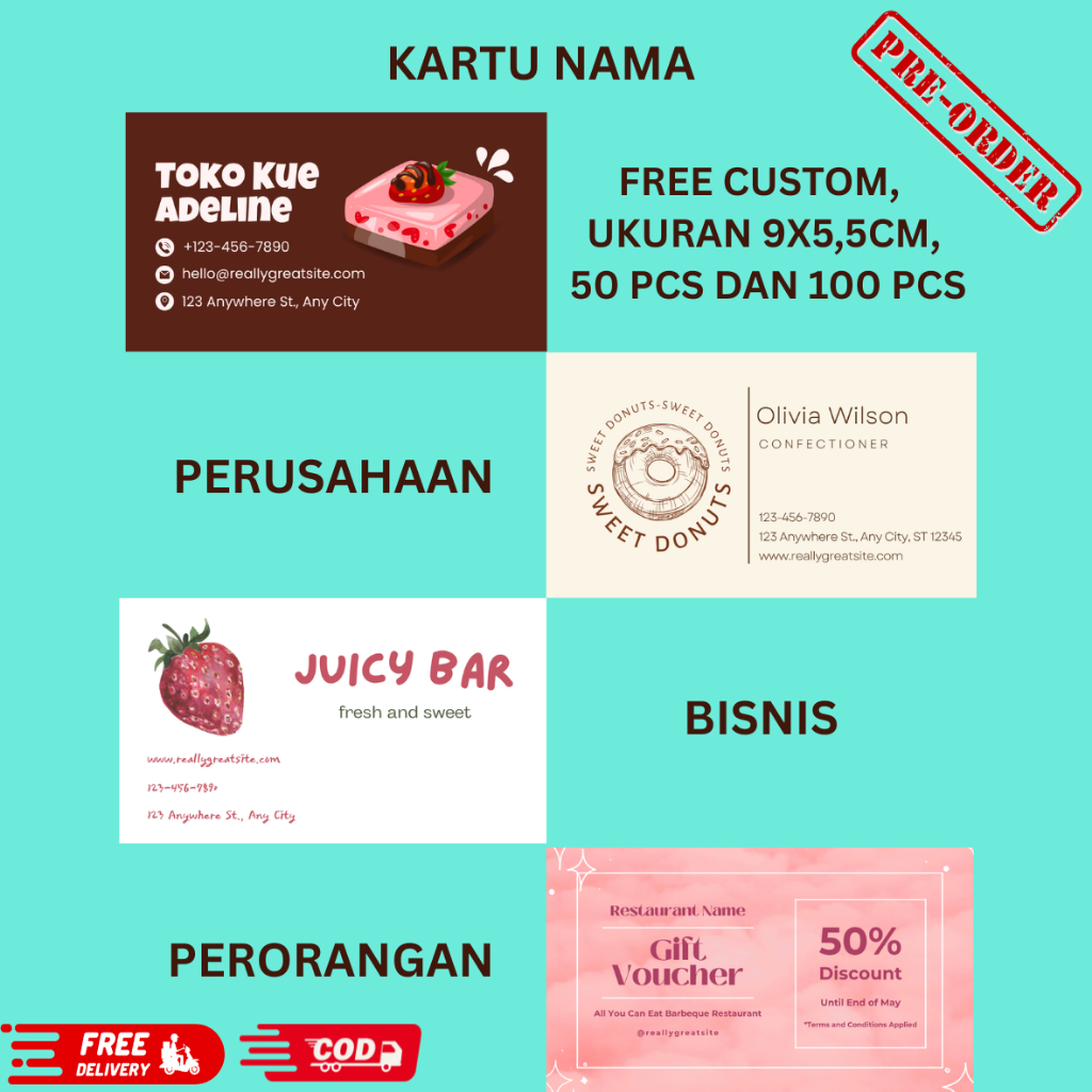 

COD ( isi 100pcs) kartu nama custom murah berkualitas dan murah
