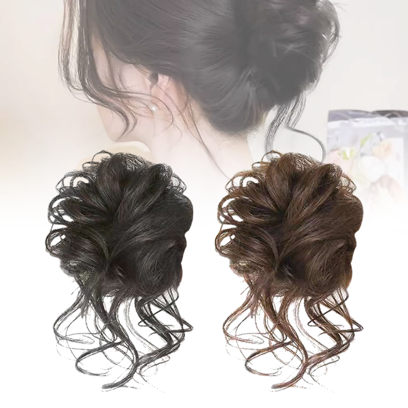 Ikat Rambut Palsu Bun Wig Keriting Besar Ekor Urai Ponytail Model Keriting Jepit Korea Rambut Palsu 