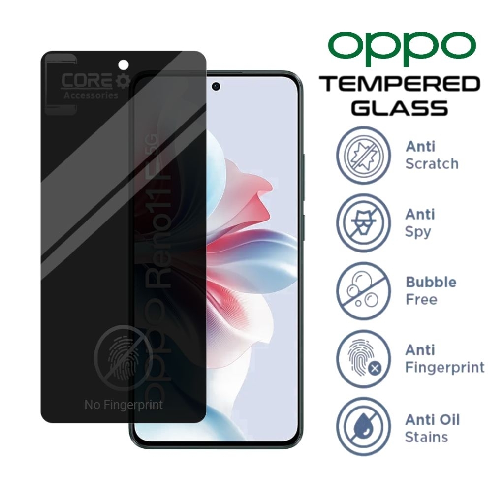 Tempered Glass Anti Spy Oppo Reno 10X Super Zoom Reno 11F 5G Reno 12F 5G Reno 13F 5G