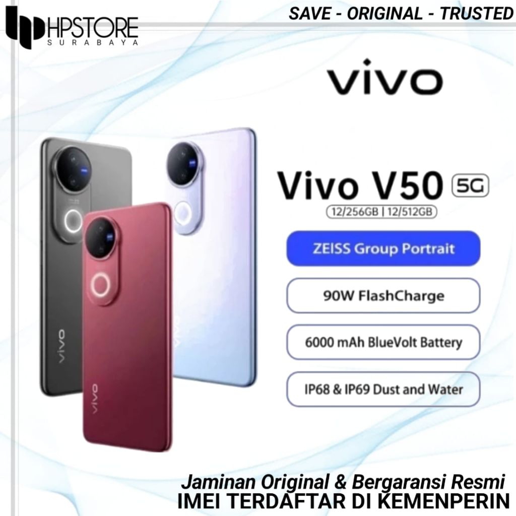 Vivo V50 5G Ram 12/256 GB & Ram 12/512 GB, Segel Bergaransi Resmi Vivo Indonesia