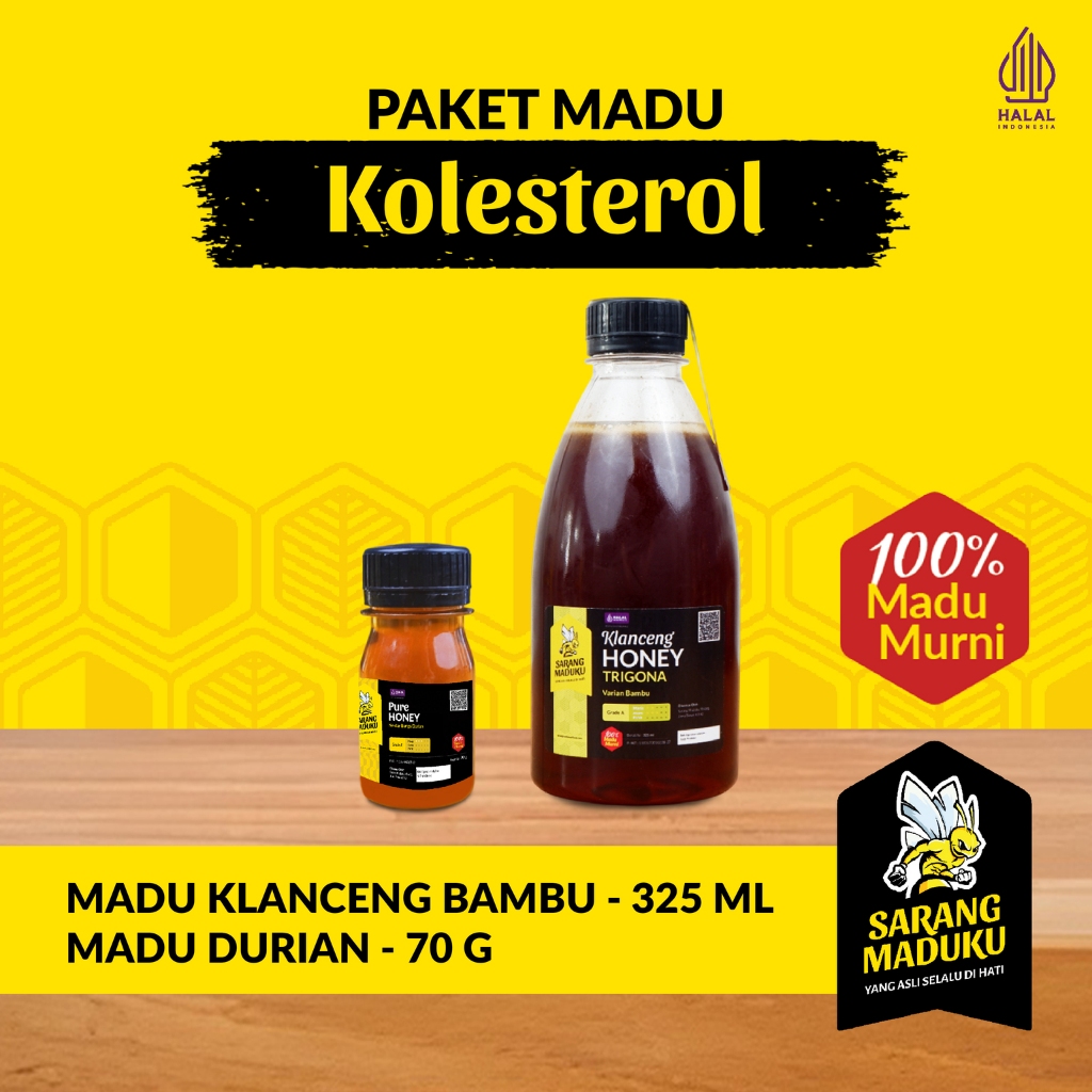 

Sarang Maduku Madu Durian 70Gr dan Madu Klanceng Bambu 325ML Madu Kolesterol Jahat Asli Murni Raw Honey