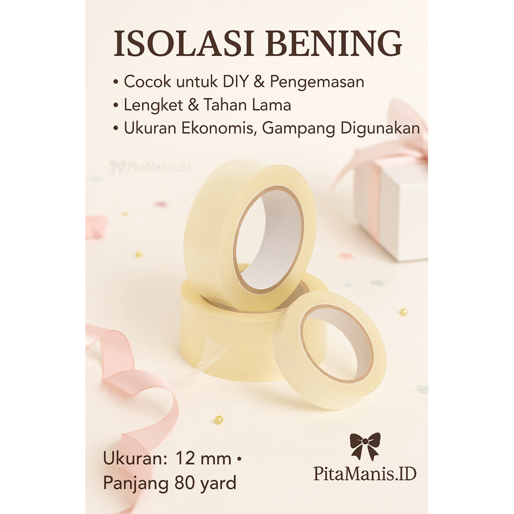 

Isolasi Bening 12mm x 80y – Perekat Transparan untuk Packing & Kerajinan