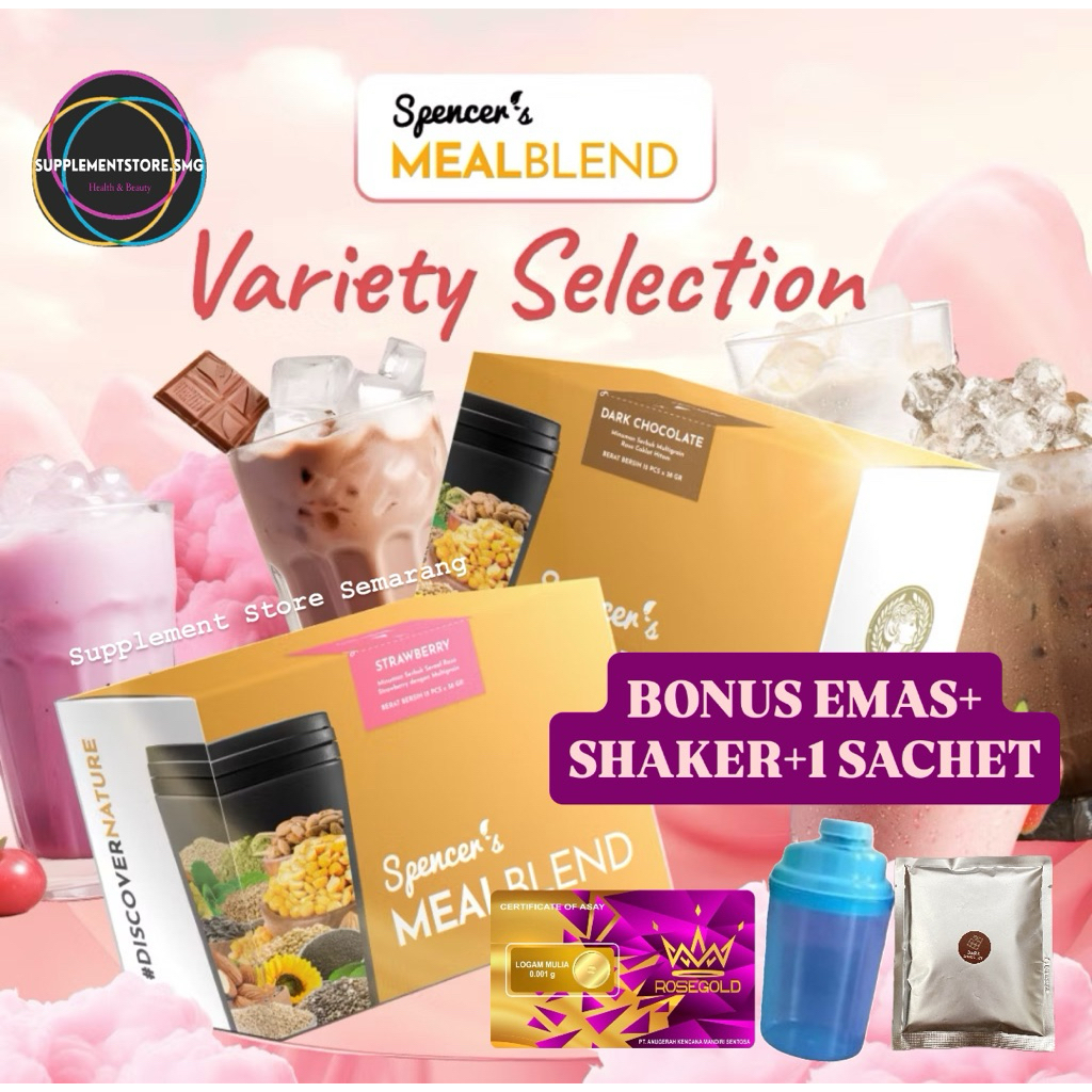 

[BANYAK BONUS!!, Bisa Gosend] 1 BOX SPENCERS MealBlend Spencer's Replacement Diet Sehat Multigrain SUPERFOOD Pea Isolate Protein Chia Seed Quinoa Almond Fiber Spencers SuperGreen Matcha Detox VEGAN Lactose & Gluten Free BPOM HALAL