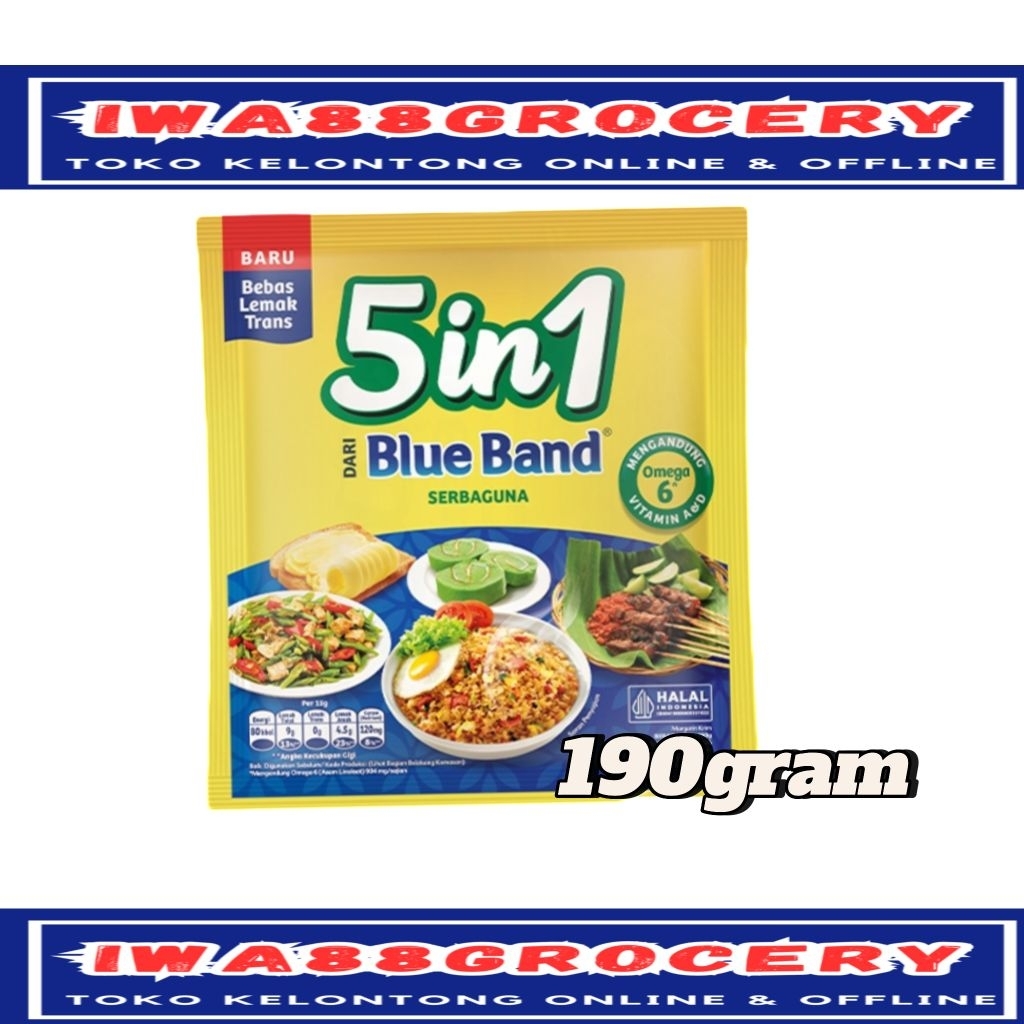 

blue band 5 in 1 margarin serbaguna 190gram