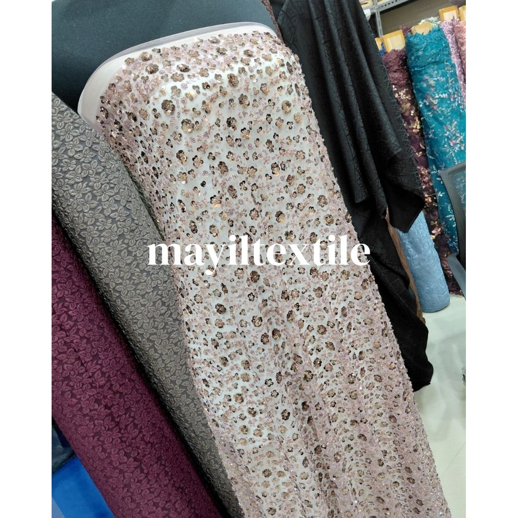 tulle payet full 3D/kain tulle payet full/kain bridesmaid