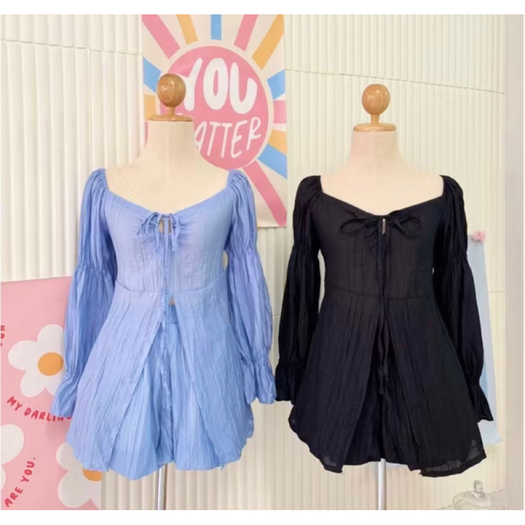 black bow long sleeve top milkmaid coquette top atasan baby doll coquette y2k fairy vintage kawaii c