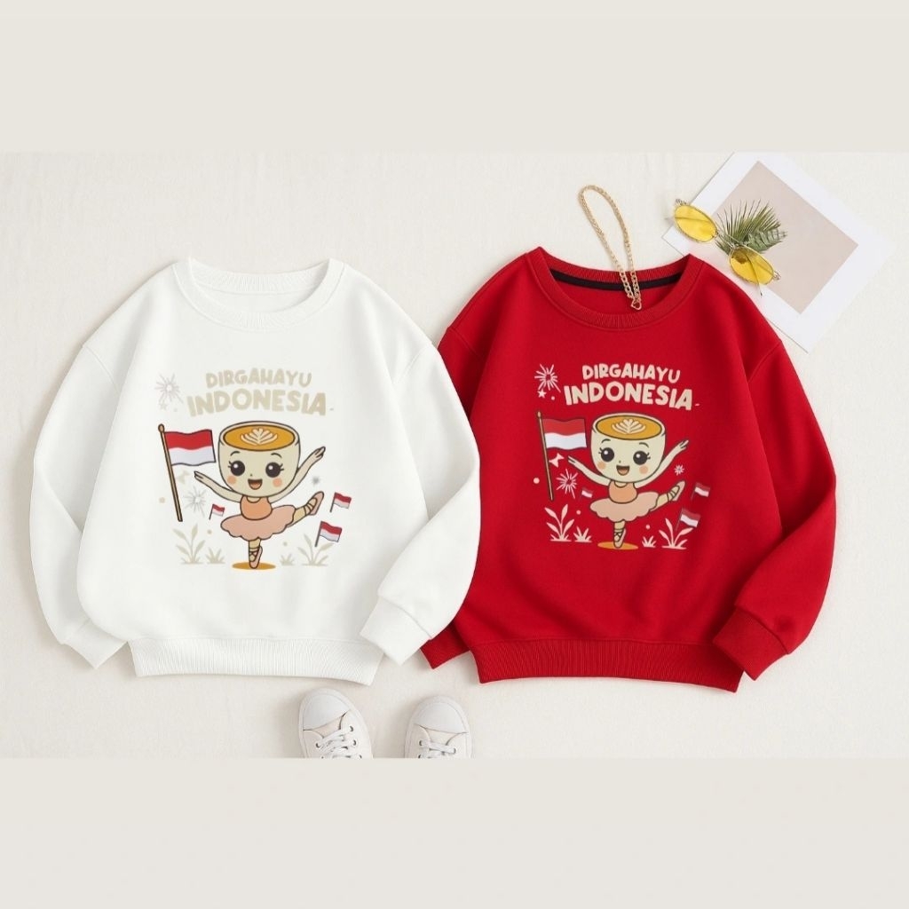 Baju Lengan Panjang Anak Perempuan Merah Putih