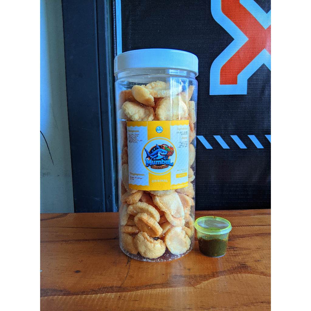 

Krupuk Ikan Mumbul + Sambal Hitam Bebek 200GR / Camilan Otentik Rasa Bebek Asli