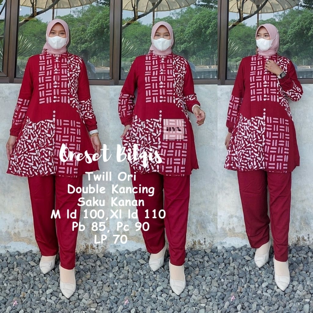 READY SIAP KIRIM ONE SET TWILL RAYON /SETELAN CELANA PANJANG/SET TUNIK / STELAN TUNIK /PIYAMA KEKINI