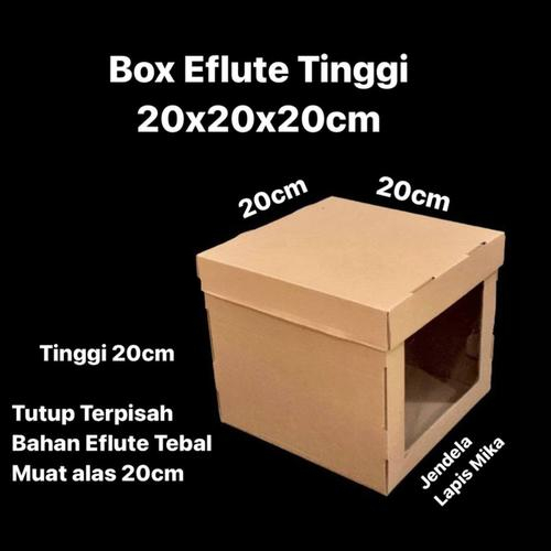 box packaging kue tart kardus eflute bolu surabaya jendela lapis mika ukuran 20x20x20 cm