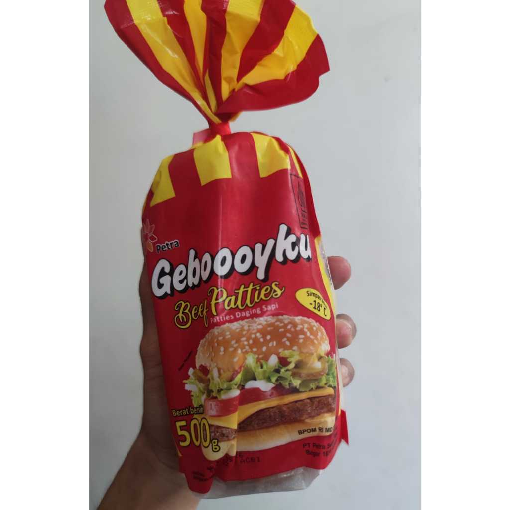 

Beef Patty Geboooyku 500gr – Patty Daging Sapi Frozen Siap Masak untuk Burger HARGA GROSIR