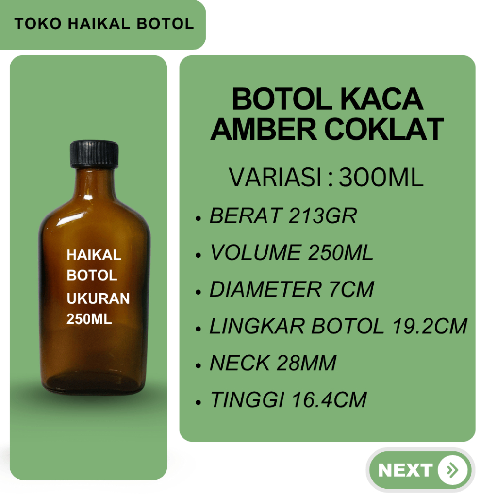 botol kaca gepeng coklat  250ml