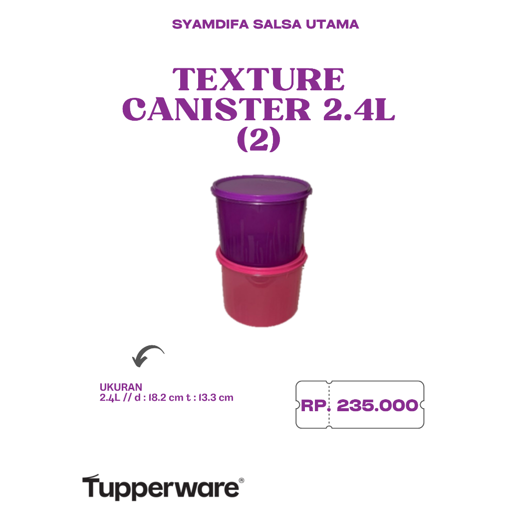 Tupperware Ori - Texture Canister 2.4L (2) Pink Purple
