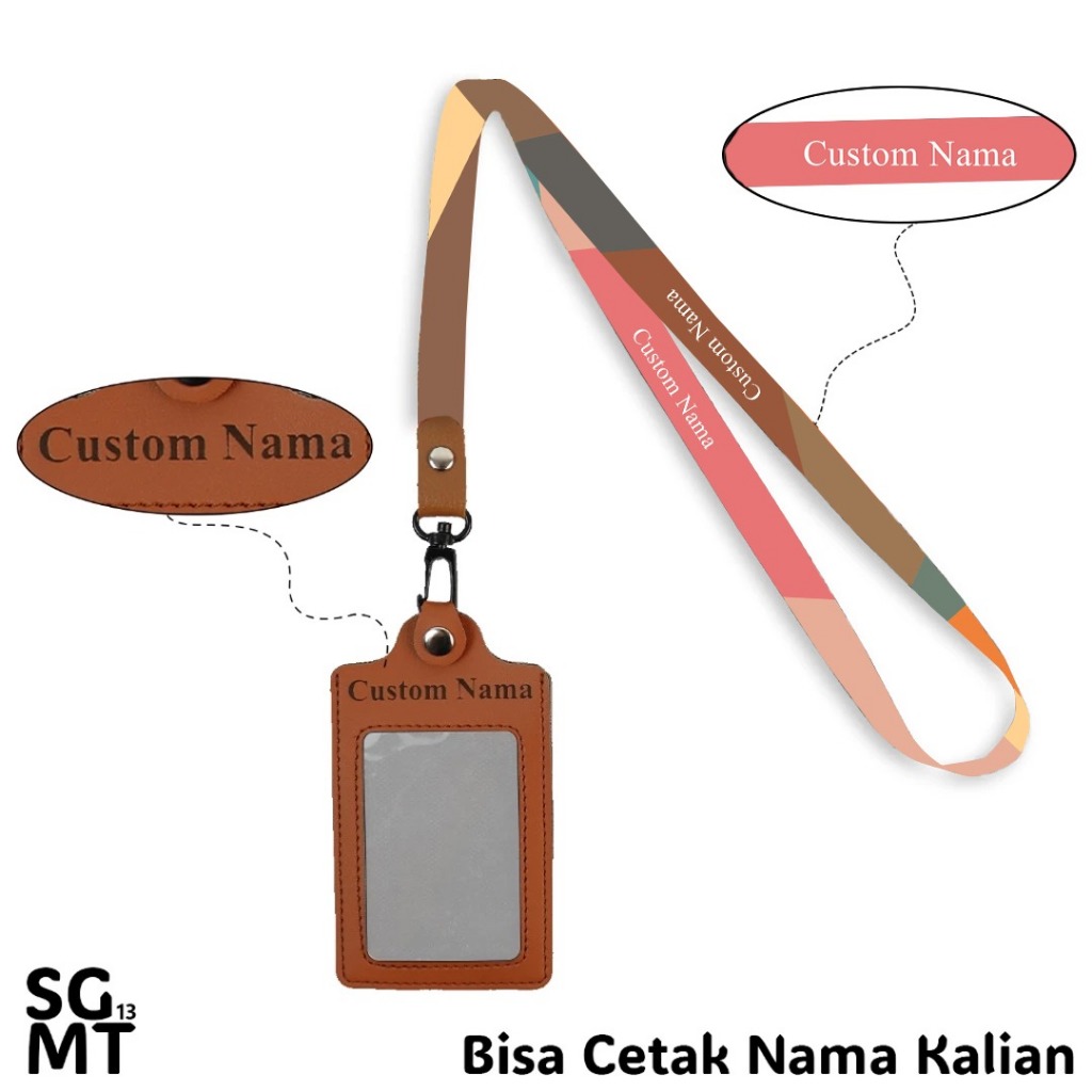 

Id Holder Kulit Custom + Lanyard kulit - Bisa satuan dan custom nama - Holder Leather