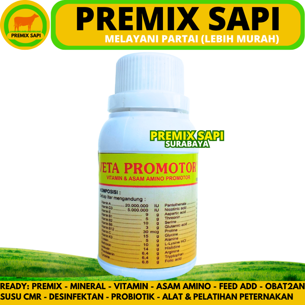 VETA PROMOTOR 100ML - Premix Cair Multivitamin Asam Amino Pemacu Pertumbuhan Ternak Ayam Sapi Kambin