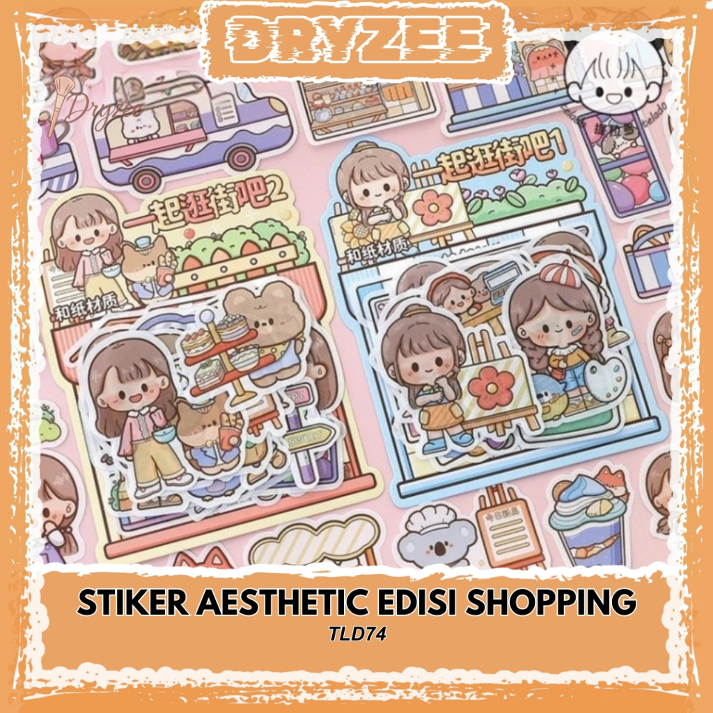 

40 Lembar Stiker Aesthetic DIY Buku Jurnal Edisi Shopping TLD74